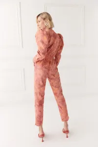 Mono estampadao denim coral con mangas abullonadas