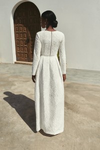 Conjunto de Top  brocado y falda larga de flores blanco para boda