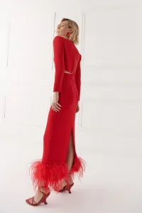Top corto crepe rojo para invitada boda