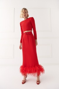 Top corto crepe rojo para invitada boda