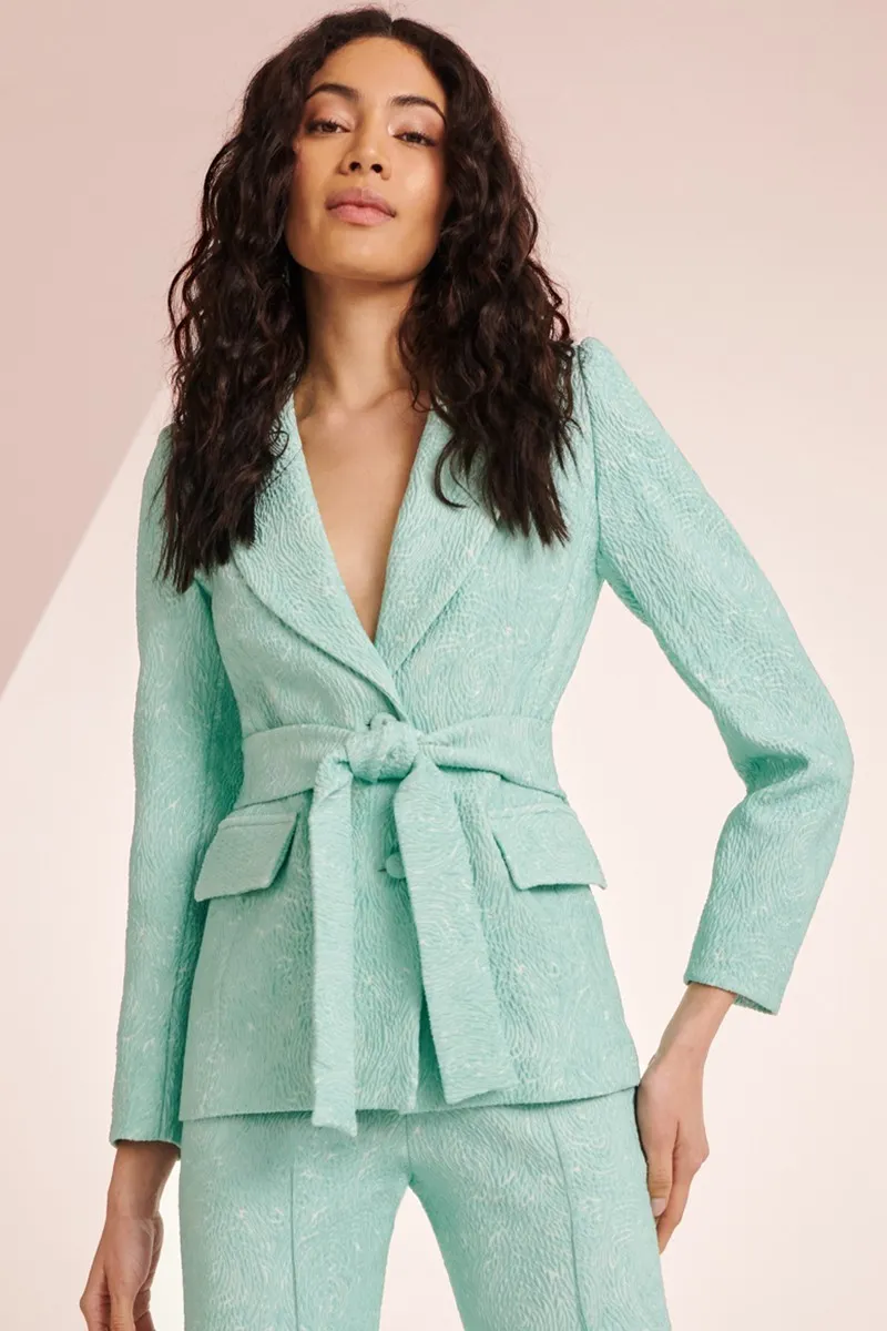 Chaqueta brocada aguamarina Robin