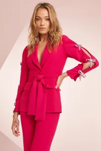 Chaqueta crepe rosa fucsia lazo joya Helen