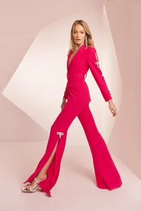 Chaqueta crepe rosa fucsia lazo joya Helen