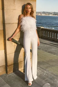 Pantalón palazzo lentejuelas blancas Reneé
