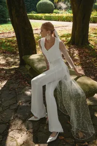 Pantalón Palazzo crepe blanco Jolie