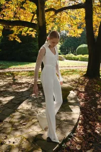 Pantalón Palazzo crepe blanco Jolie