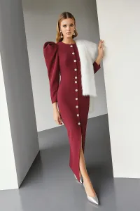 Vestido de fiesta con mangas volumen crepe brudeos para boda