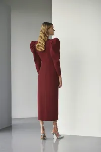 Vestido de fiesta con mangas volumen crepe brudeos para boda