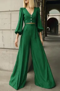 falda pantalon brocado verde invitada boda fiesta civil mama de
