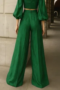 falda pantalon brocado verde invitada boda fiesta civil mama de