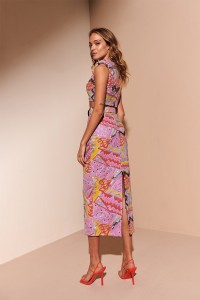 Conjunto de fiesta de top y falda de lentejuela geometrica