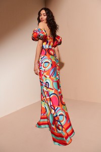 Vestido largo estampado geométrico  Lupita