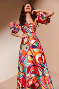 Vestido largo estampado geométrico Lupita