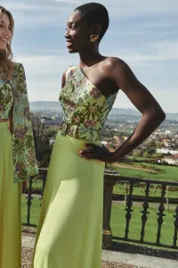 vestido saten lima con lentejuelas