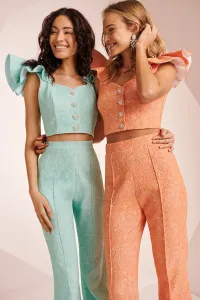 Pantalón Palazzo brocado coral Zooey