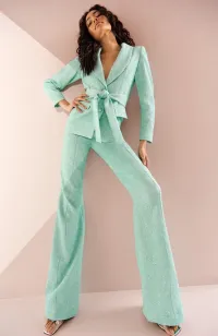 Pantalón Palazzo brocado aguamarina Zooey