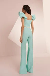 Pantalón Palazzo brocado aguamarina Zooey
