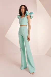 Pantalón Palazzo brocado aguamarina Zooey
