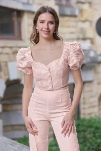 Pantalón Palazzo tweed rosa