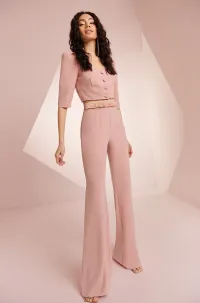 Pantalón Palazzo Crepe Rosa con Pasamanería Brie