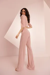 Pantalón Palazzo Crepe Rosa con Pasamanería Brie