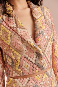 Chaqueta corta de lentejuelas colores pastel Marion