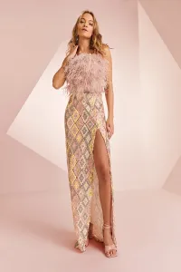 Falda larga de lentejuelas colores con abertura Megan