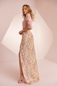 Falda larga de lentejuelas colores con abertura Megan