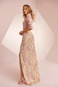 Falda larga de lentejuelas colores con abertura Megan
