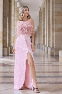 Top de plumas en rosa palo