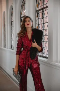 Chaqueta americana de lentejuelas granate Ciudad Real