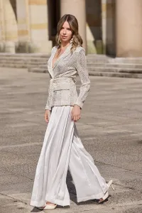 Chaqueta americana blanco y plata para novia civil