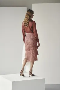 blusa esmoquin saten cobre boton forrado
