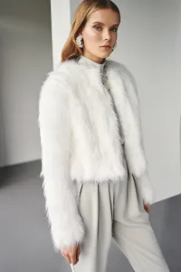 chaqueta de pelo sintetico blanco de gran calidad