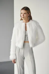 chaqueta de pelo sintetico blanco de gran calidad