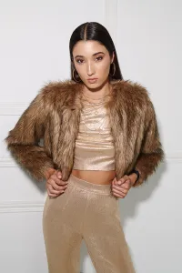 chaqueta de pelo sintetico marron de gran calidad