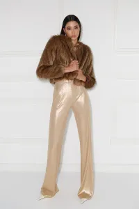 chaqueta de pelo sintetico marron de gran calidad
