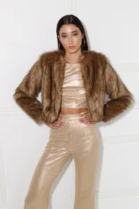 chaqueta de pelo sintetico marron de gran calidad