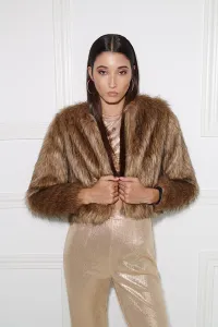 chaqueta de pelo sintetico marron de gran calidad
