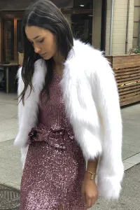 Vestido de fiesta asimetrico largo de lentejuelas rosa palo