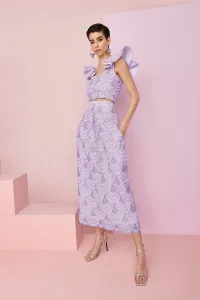 Conjunto de falda con top de volantes en tul de fantasia lila