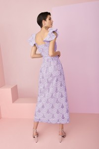 Conjunto de falda con top de volantes en tul de fantasia lila