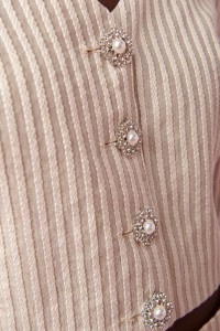 Conjunto de pantalon palazzo y top corto con botones rayas beige