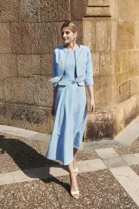 vestido evasé crepe azul invitada boda