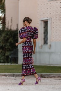 Vestido de fiesta con manga globo tenido etnico