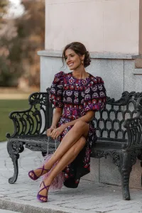 Vestido de fiesta con manga globo tenido etnico