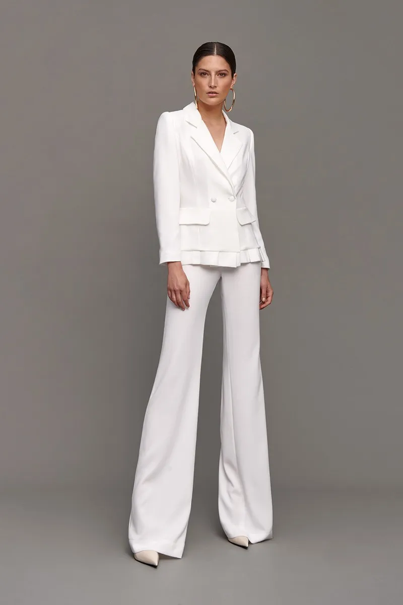 traje blanco dos piezas para novia boda civil o invitada fiesta