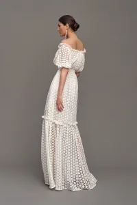 Vestido largo de Guipur margaritas para novia civil estilo bohochic
