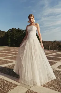 Falda larga tul plisada con volumen para novia