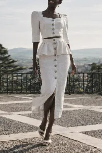 Top joya de jacquard brocado flores blanco escote corazon